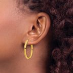 Stainless Steel Gold-Tone Polished Hinged Huggie Hoop Earrings for Women