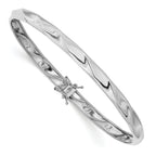 14K White Gold Polished Twisted Bangle with Flexible Design