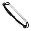Sterling Silver Rhodium-plated ID Plate With Black Leather Adjustable Bracelet