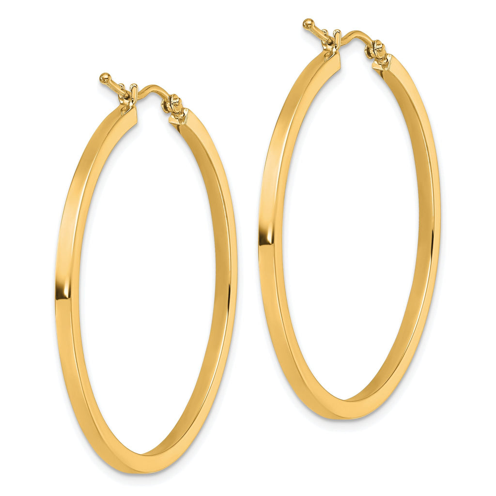 10k 2mm Square Tube Hoop Earrings
