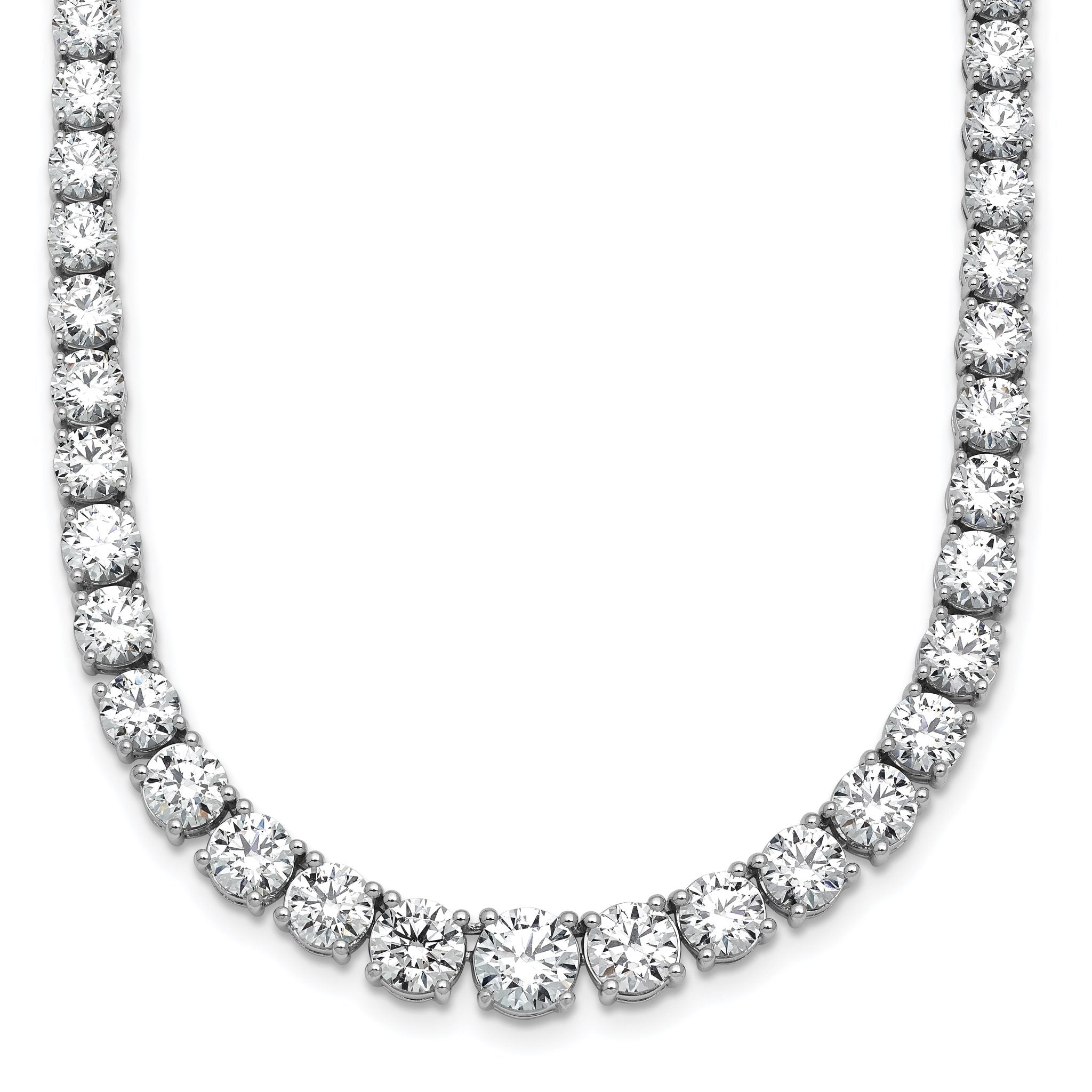 14k White Gold 28 1/2 carat Lab Grown Diamond VS+ F+ Complete Round 18 inch Graduated Tennis Necklace Main image
