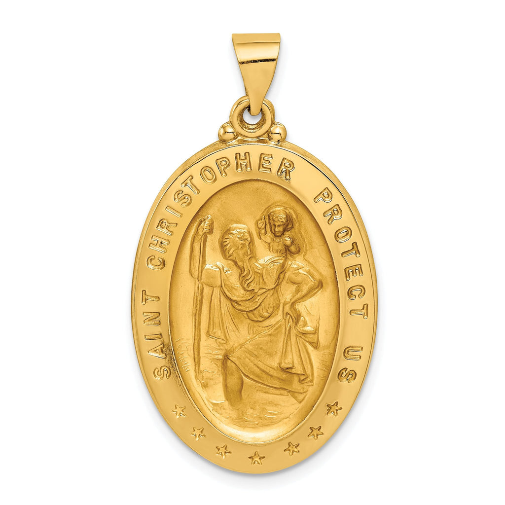 14K Saint Christopher Medal Hollow Pendant