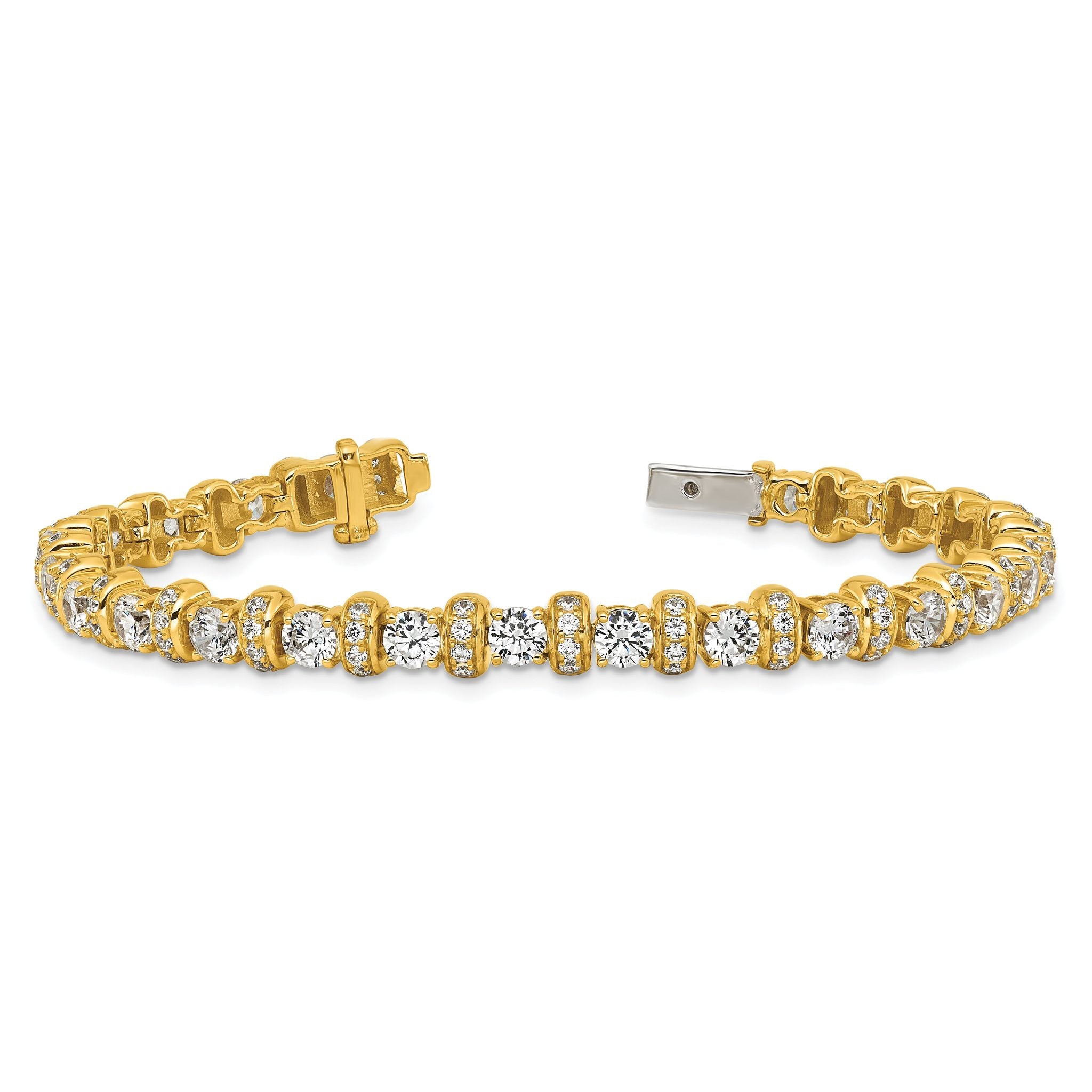 14k 7 3/4 carat Lab Grown Diamond VS+ F+ Complete Fashion Tennis Bracelet