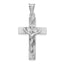 14K White Gold Crucifix Pendant with Diamond-Cut Design Polished Finish