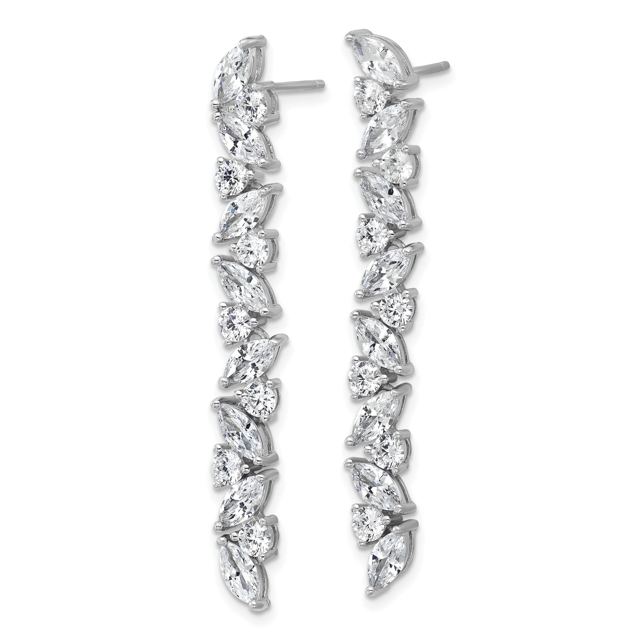 Cheryl M Sterling Silver Rhodium-plated Polished Fancy CZ Post Dangle Earrings Secondary image