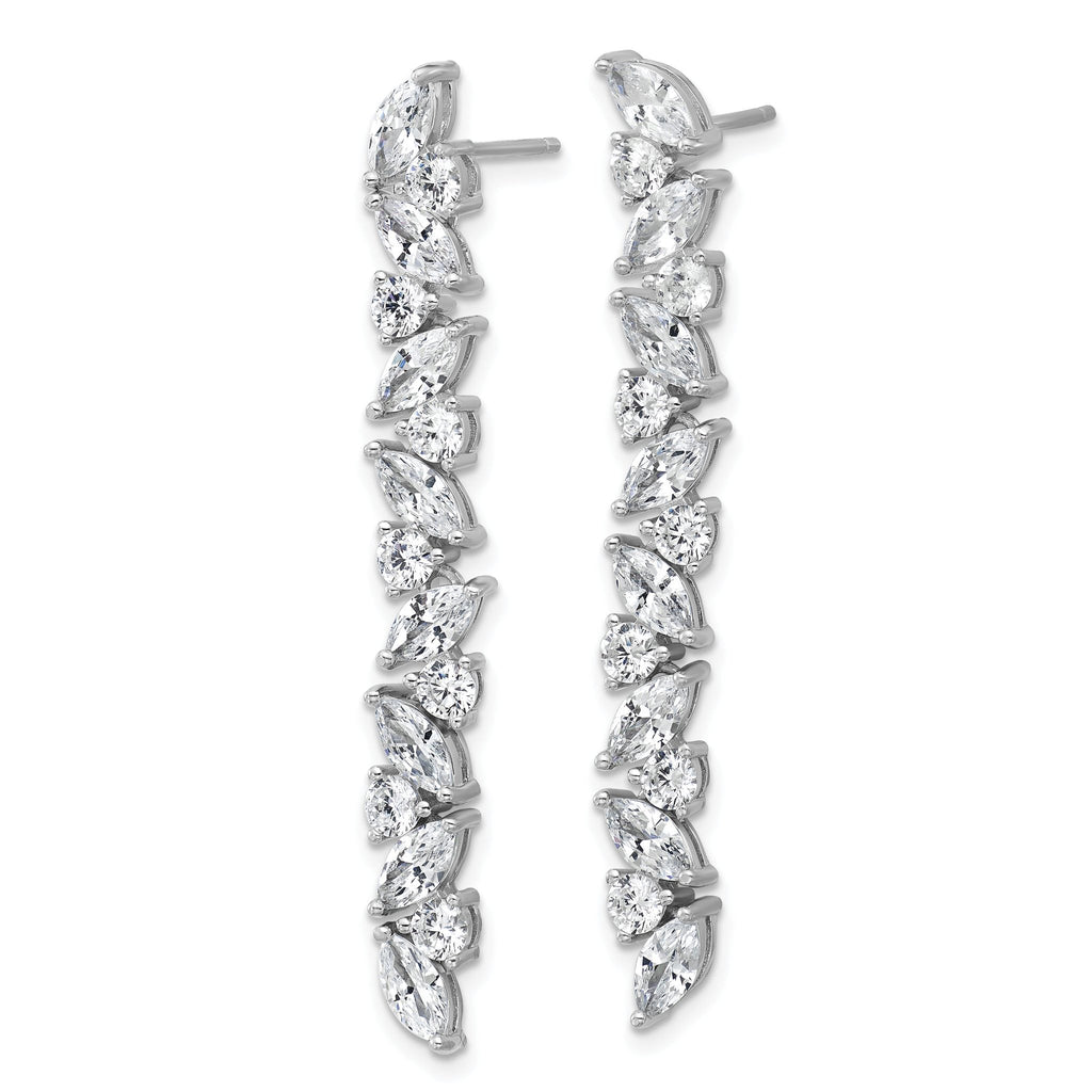 Cheryl M Sterling Silver Rhodium-plated Polished Fancy CZ Post Dangle Earrings