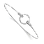 White Ice Sterling Silver Diamond Bangle with Rhodium Polish Gift Ready