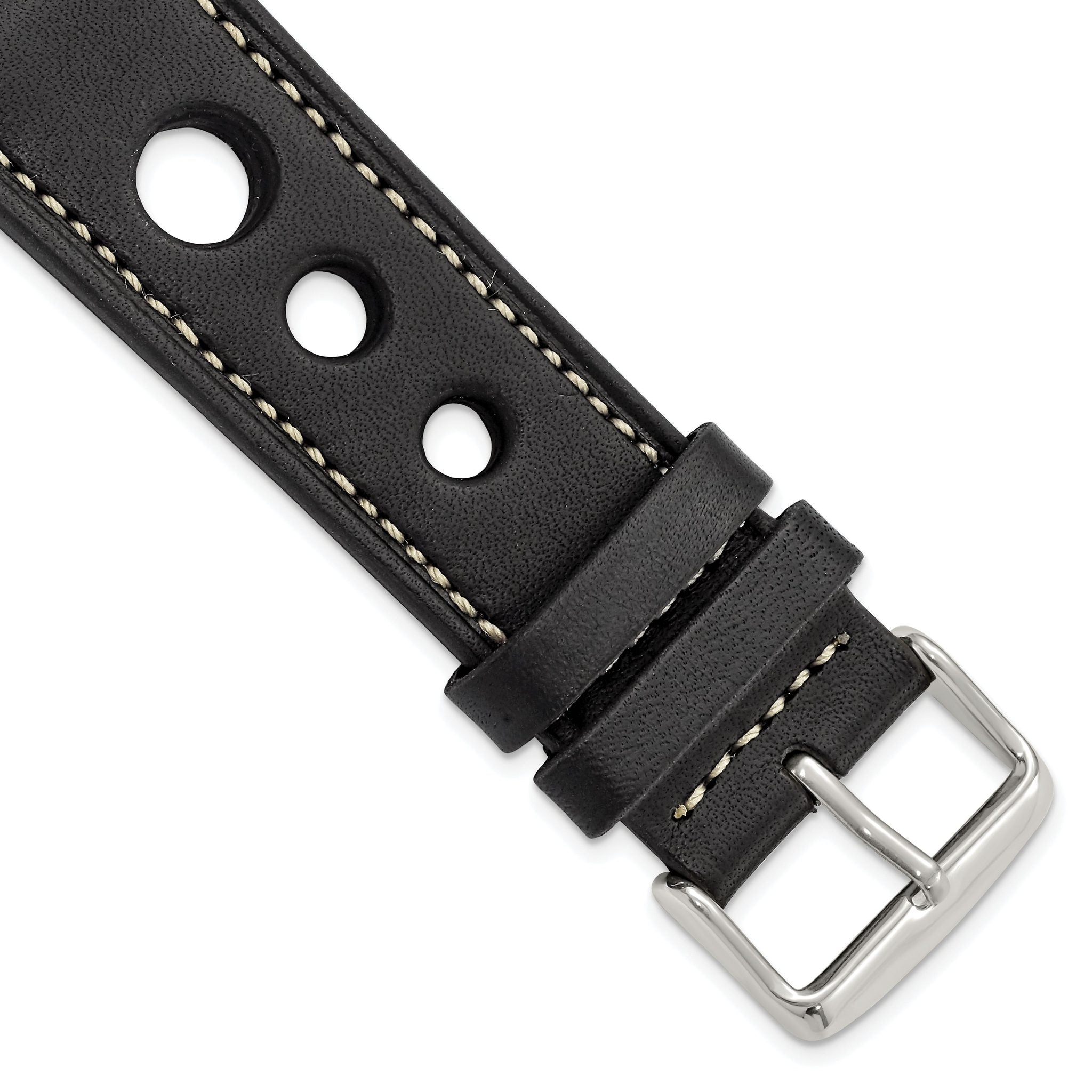 Grand Prix Leather Watch Band in Black, 18mm
