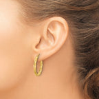 14K Polished Twisted Oval Hoop Earrings