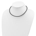 Black Rubber Cord Necklace in Sterling Silver, 3mm