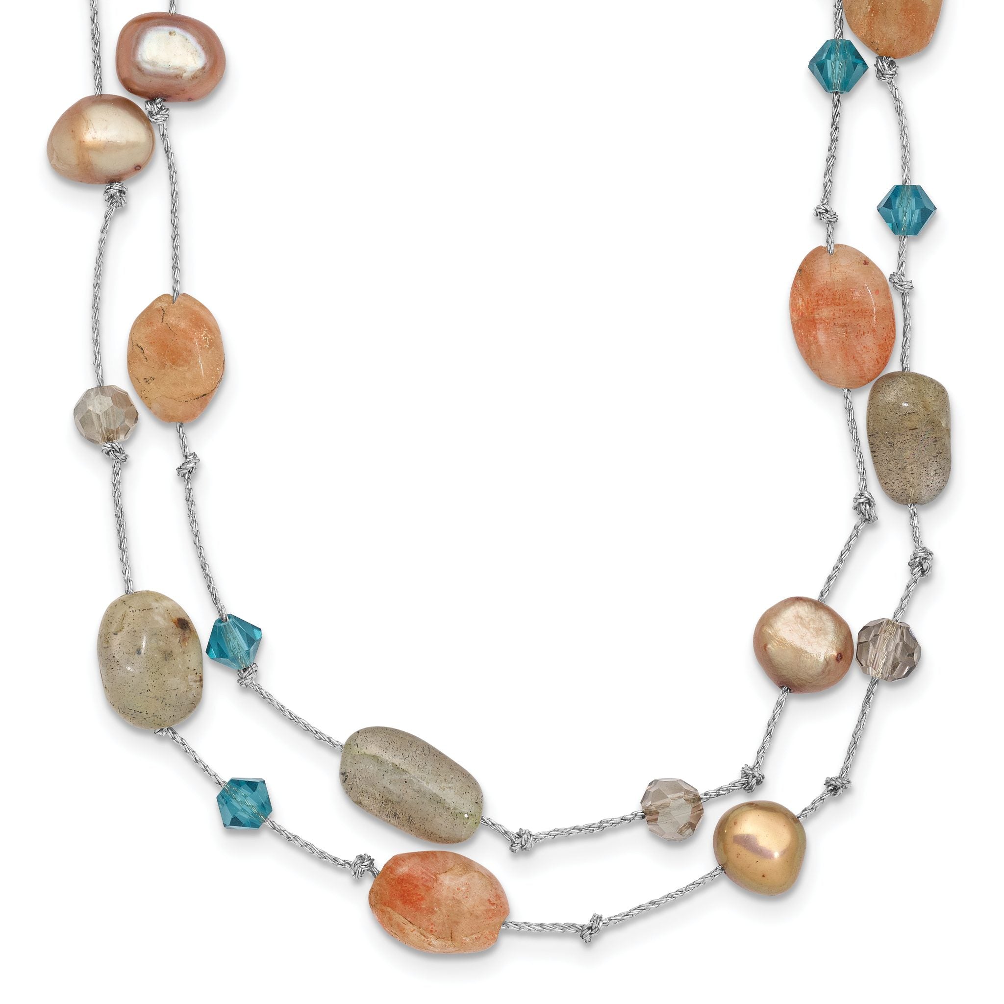 Labradorite/Red Moonstone/FW Cultured Pearl/Crystal Necklace Main image