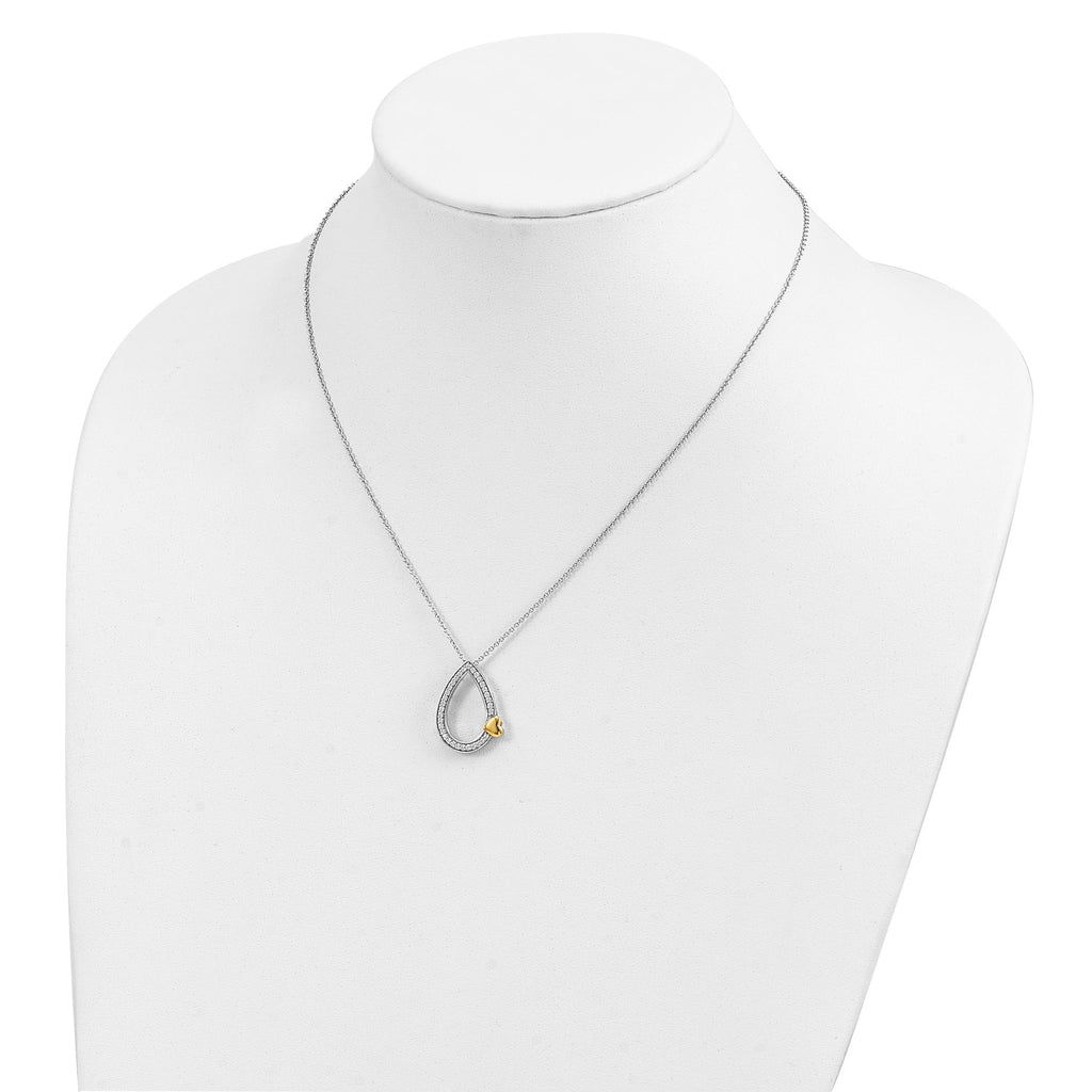 Sentimental Expressions Sterling Silver Gold-plated CZ A Tear of Love 18in Necklace