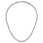 Sterling Silver Polished Textured 4.5mm Figaro Rope 18 inch Necklace