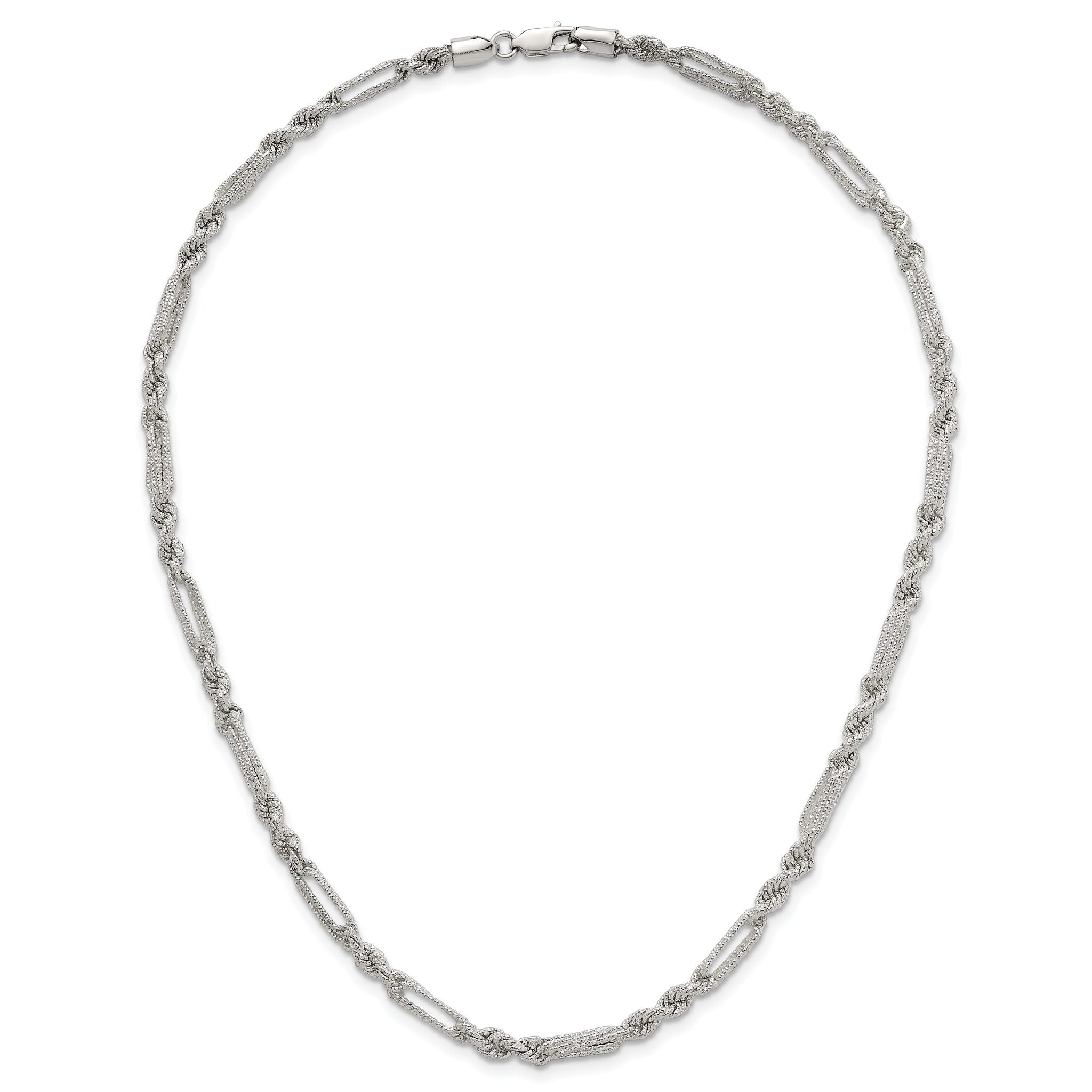Sterling Silver Polished Textured 4.5mm Figaro Rope 18 inch Necklace