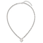 Sterling Silver Polished Fancy Engravable Heart Disc on Rope Chain 16 Inch with 2 Inch Extension Necklace