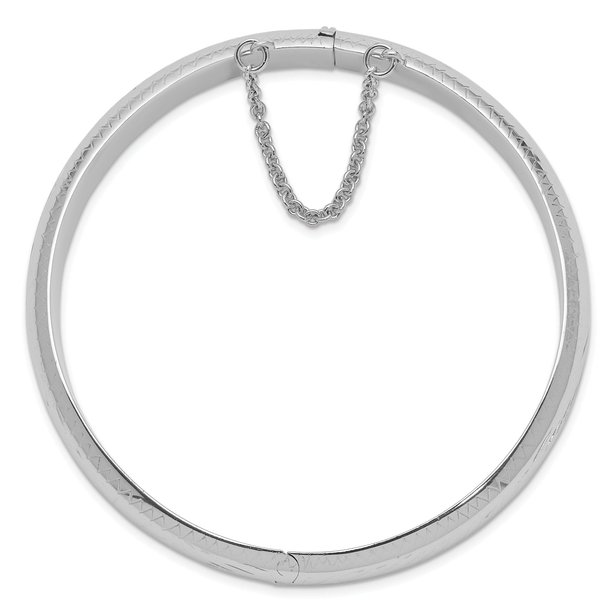 Sophia Jewelers Sterling Silver Hinged Bangle with Polished Diamond-Cut Finish Secondary image