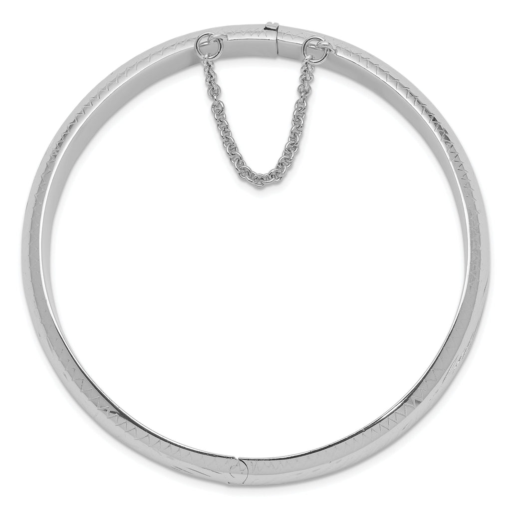 Sophia Jewelers Sterling Silver Hinged Bangle with Polished Diamond-Cut Finish