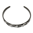 Stainless Steel Polished Black IP-plated with Crystals Cuff Bangle Bracelet for Women