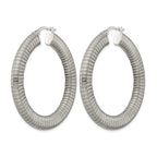 Stainless Steel Polished Textured Hoop Earrings for Women