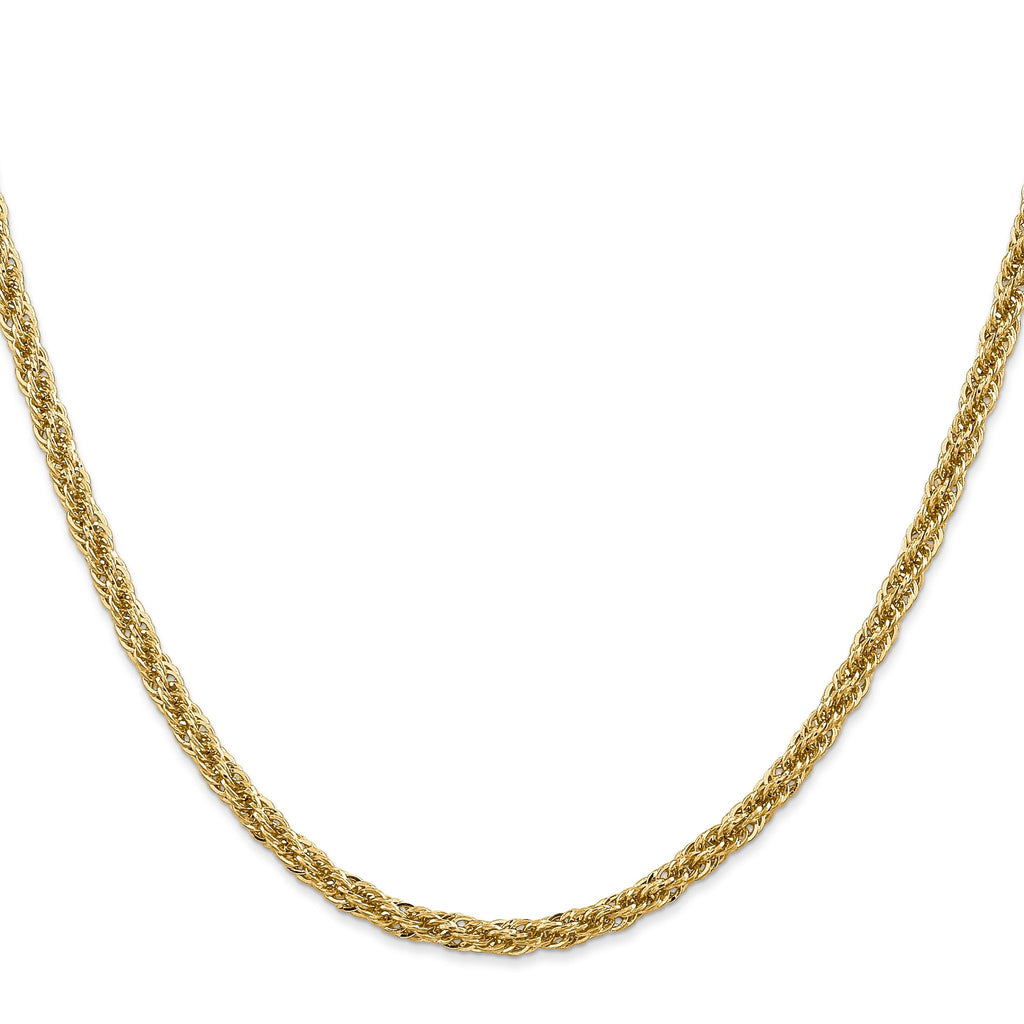 14K 7 inch 3.3mm Diamond-cut Semi Solid with Lobster Clasp Chain