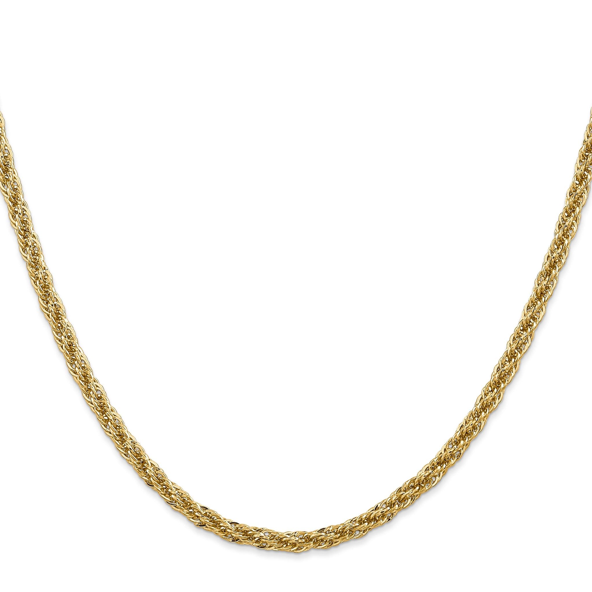 14K 7 inch 3.3mm Diamond-cut Semi Solid with Lobster Clasp Chain