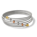 Stainless Steel Polished Rose and Yellow IP-plated Flexible Coil Bangle Bracelet for Women