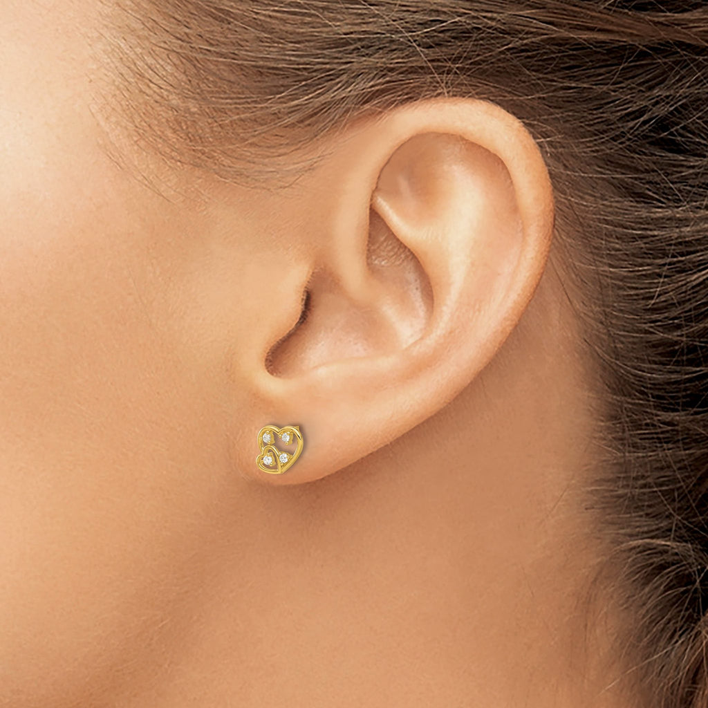 14k Madi K Polished CZ Hearts Post Earrings