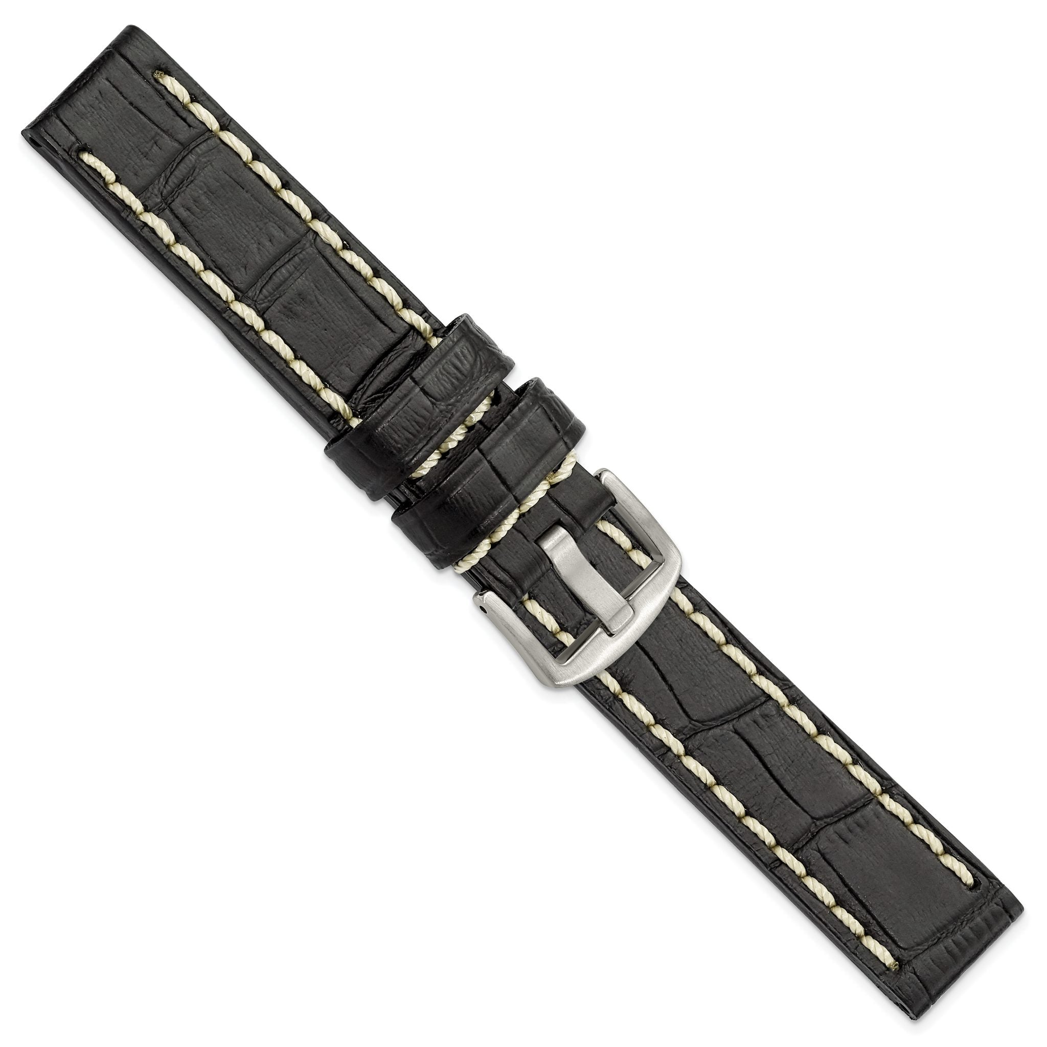 Alligator-Grain Leather Watch Band in Black, 20mm