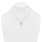 Sterling Silver Rhodium-plated Polished Beaded and Textured CZ Circle 16 Inch with 2 Inch Extension Necklace