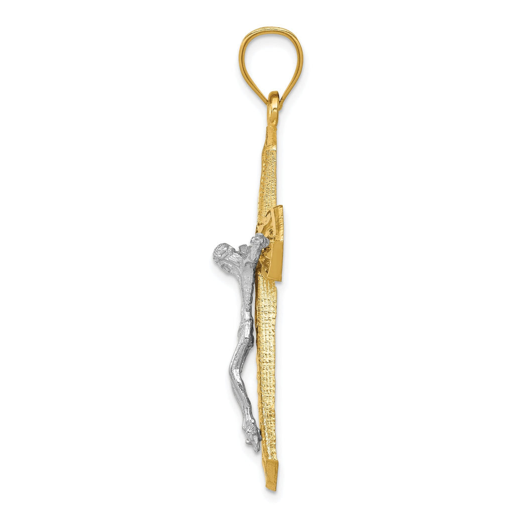 14K Two-Tone Gold Diamond-Cut and Polished Passion Crucifix Pendant