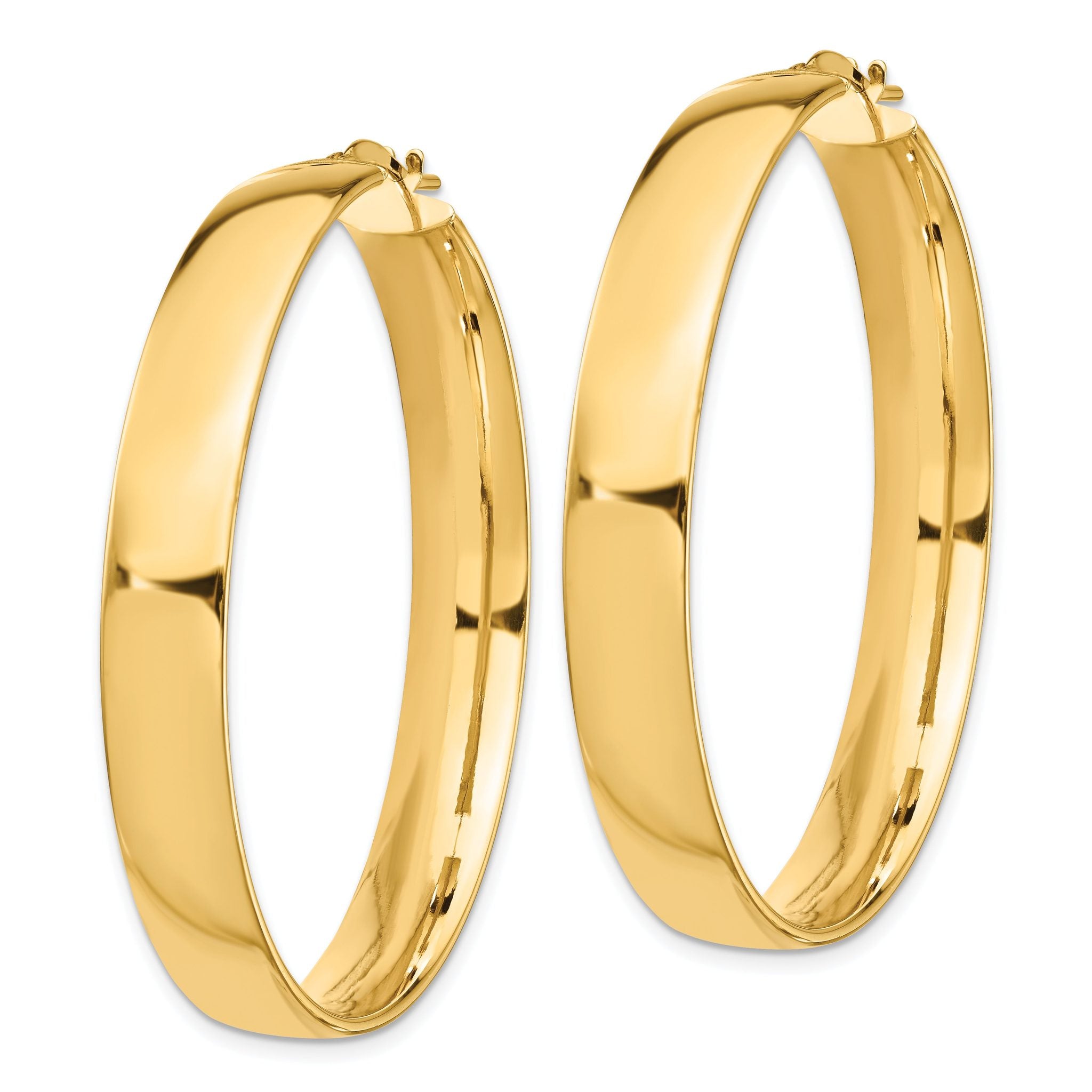 14k High Polished 7mm Hoop Earrings Secondary image