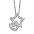 Sophia Jewelers Sterling Silver CZ Heart and Star Necklace, Elegant 18 Design