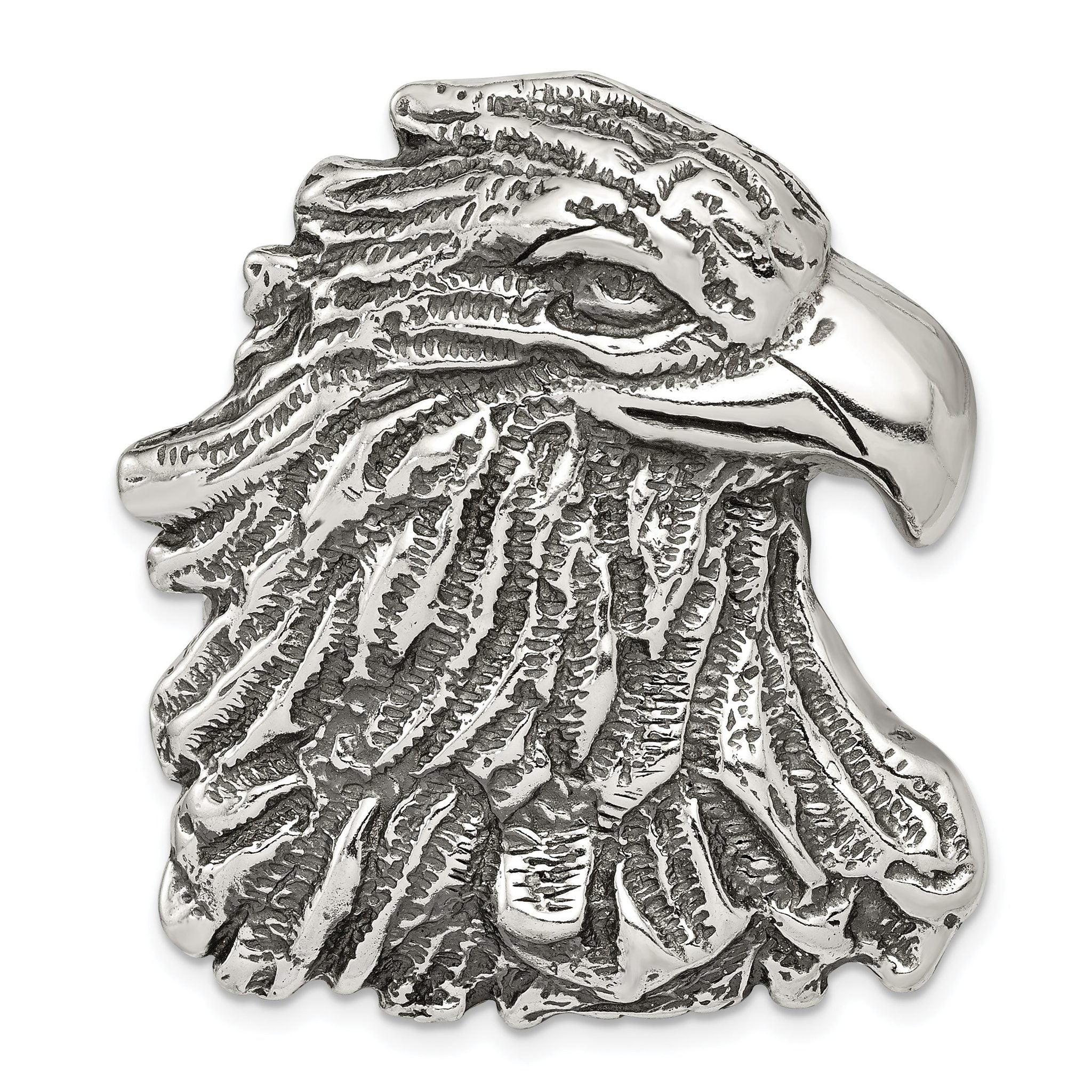 Men's 925 Sterling Silver Eagle Head Pendant with Antiqued Finish Main image