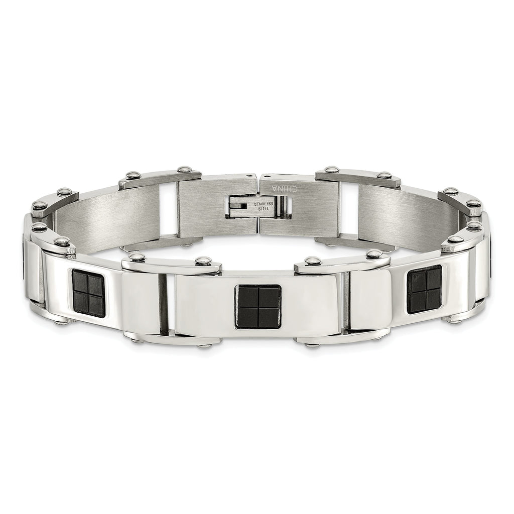 Stainless Steel Polished Black IP-plated Bracelet for Men