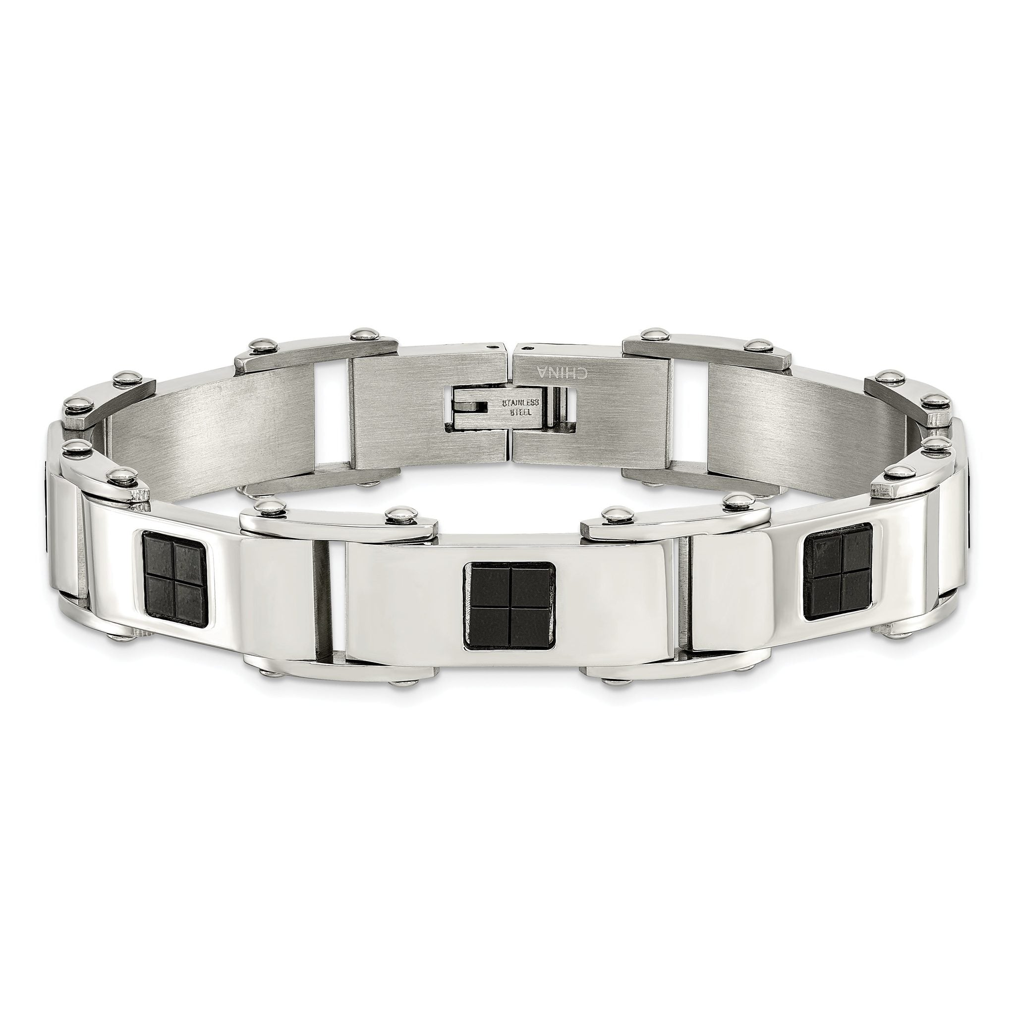 Stainless Steel Polished Black IP-plated Bracelet for Men