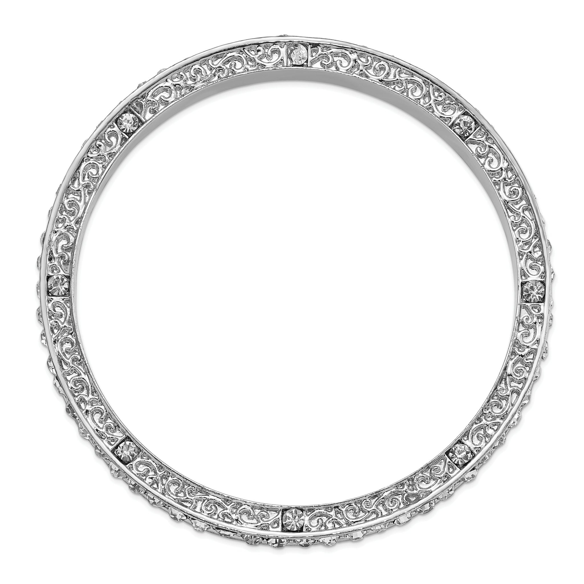 1928 Jewelry Silver-tone Clear Epoxy Stones Slip-on Bangle Bracelet Secondary image