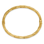 14K Polished and Textured Twist Hinged Bangle