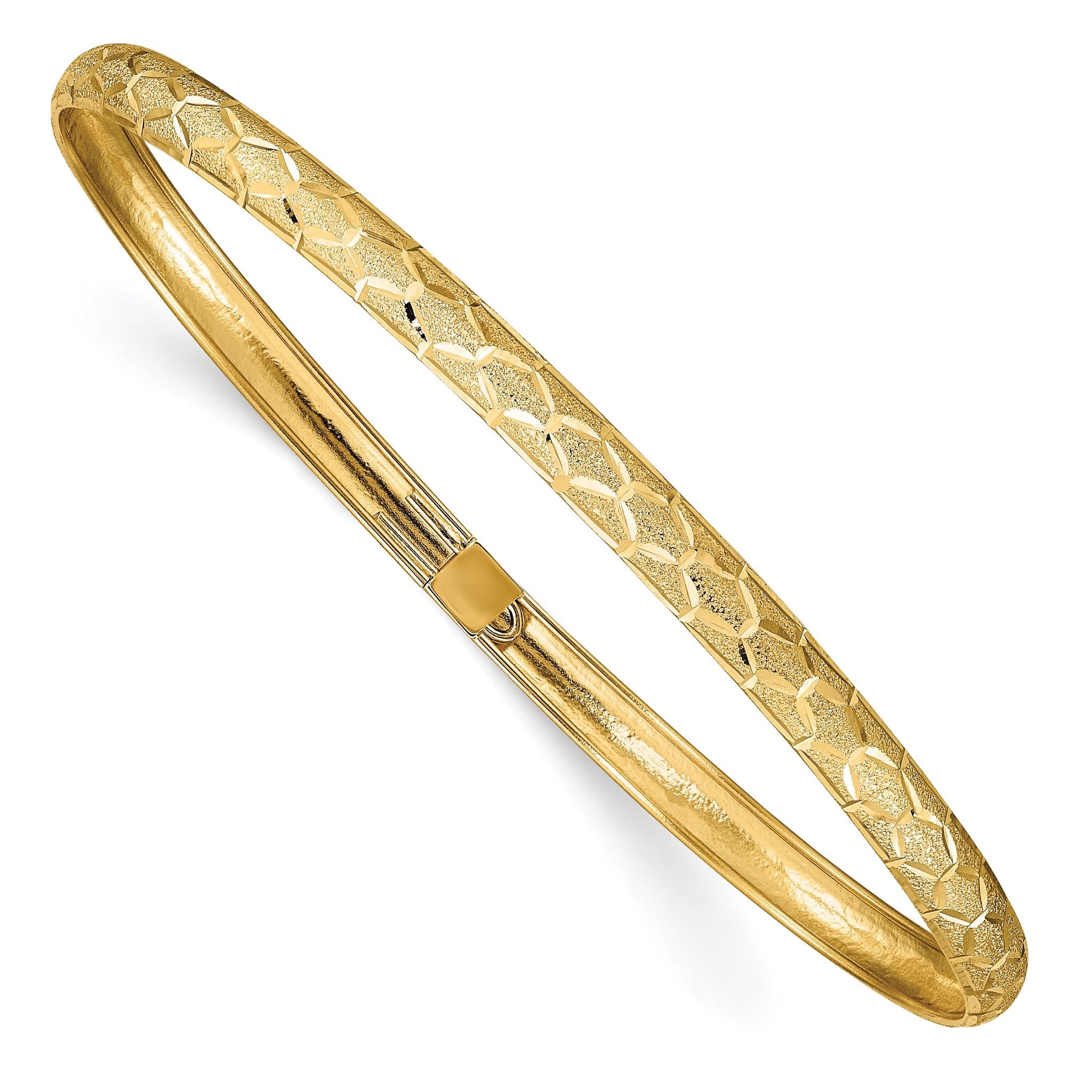 10k Hexagonal Design Diamond-cut Flexible Bangle Main image