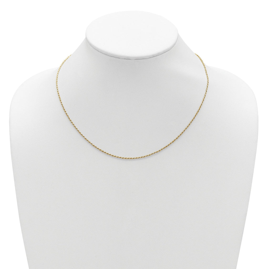 Sterling Silver Gold-plated 1.4mm D/C Rope 1in+1in Adjustable Chai