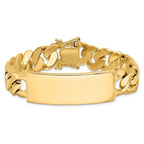 14k Hand-polished Solid Chain/Solid Plate Heavy Curb Link 48x18mm Plate 8.5 inch ID Bracelet