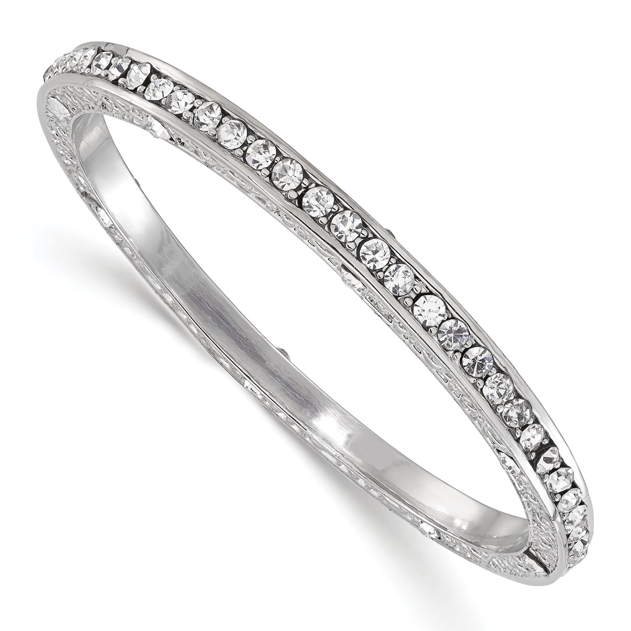 1928 Jewelry Silver-tone Clear Epoxy Stones Slip-on Bangle Bracelet Main image