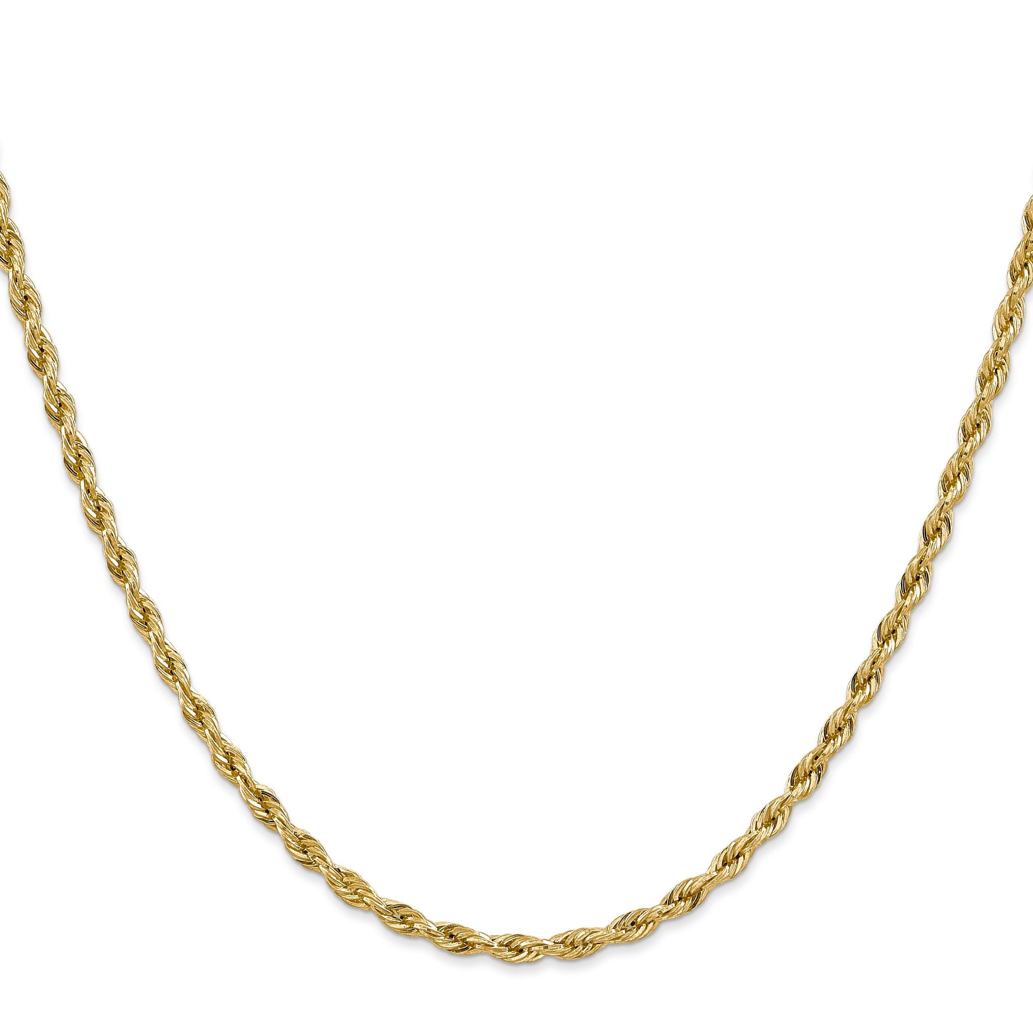 14K Yellow Gold Rope Chain Necklace 3mm Secondary image