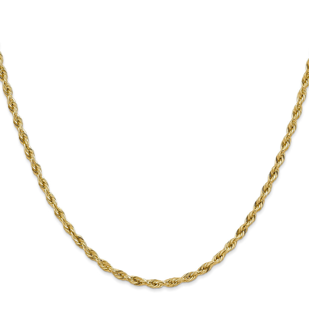 14K Yellow Gold Rope Chain Necklace 3mm