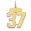 14K Gold Small Satin Number 37 Charm with Brushed Finish