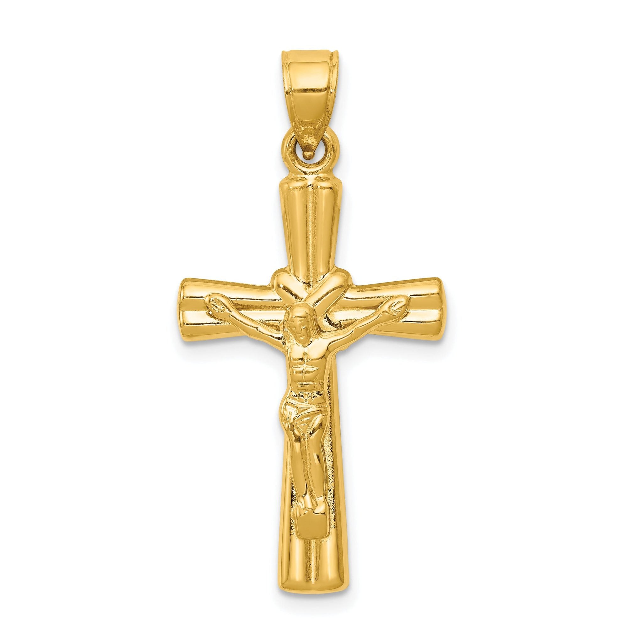 14K Gold Reversible Crucifix Pendant with Polished Finish Hollow Design Main image