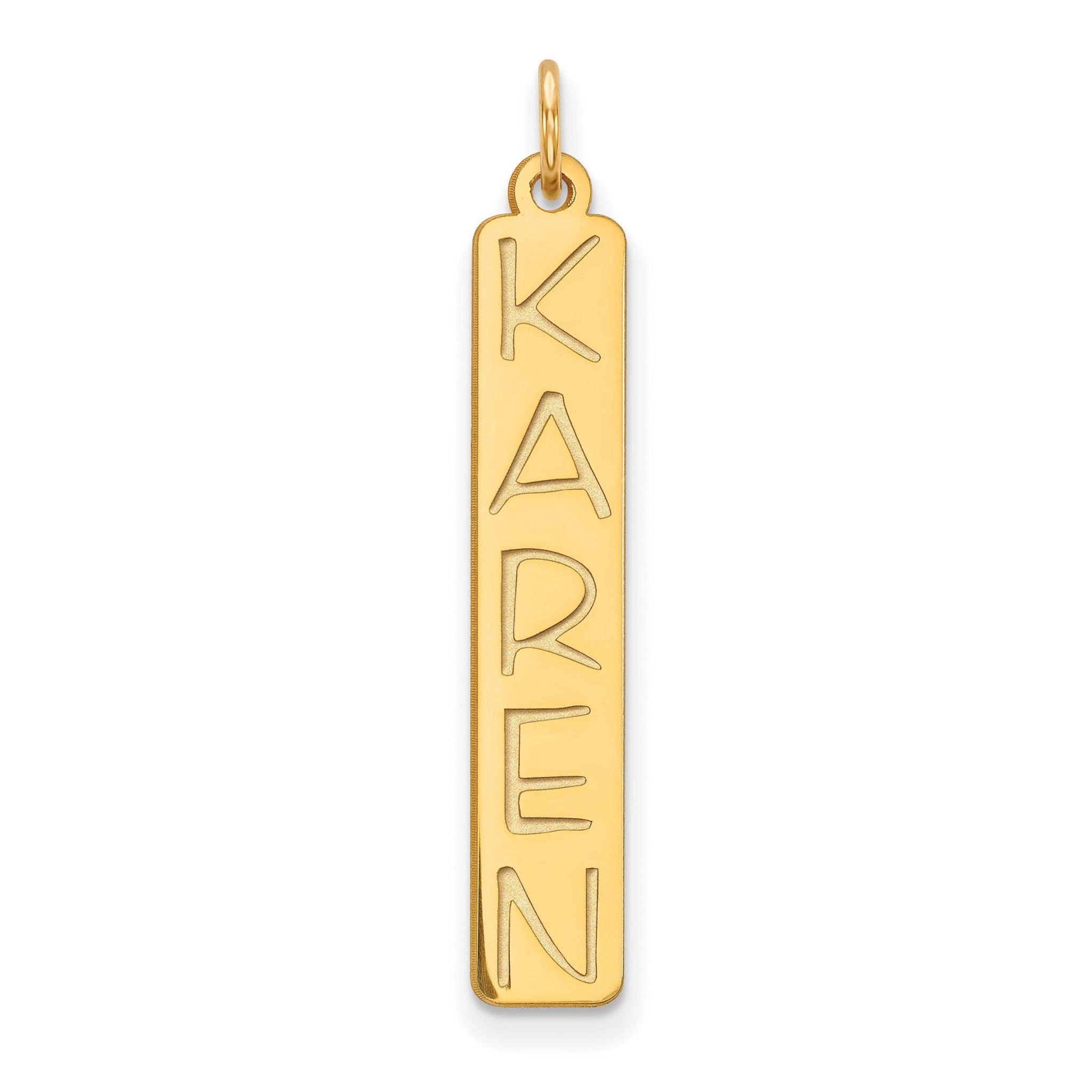 14K Large Vertical Personalized Bar Charm