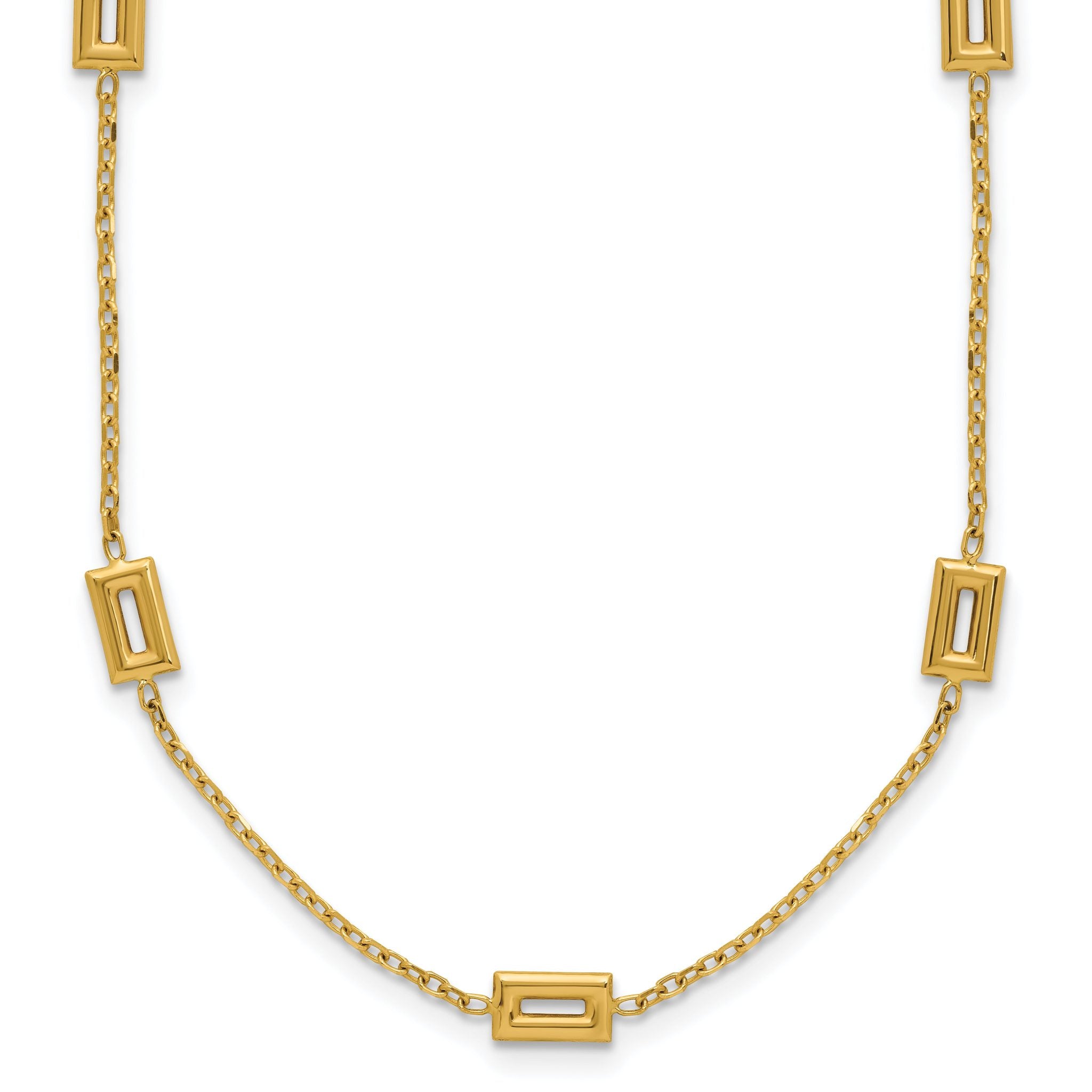 14K Polished Rectangle Station w/2in Ext. Necklace Main image