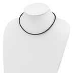 Sterling Silver Rhodium-plated 16inch 3mm Black Leather Necklace