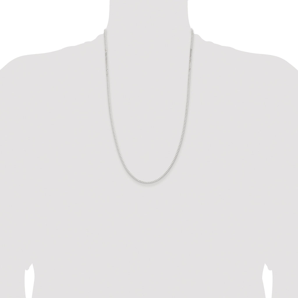 Beveled Curb Chain Necklace in Sterling Silver, 2.3mm