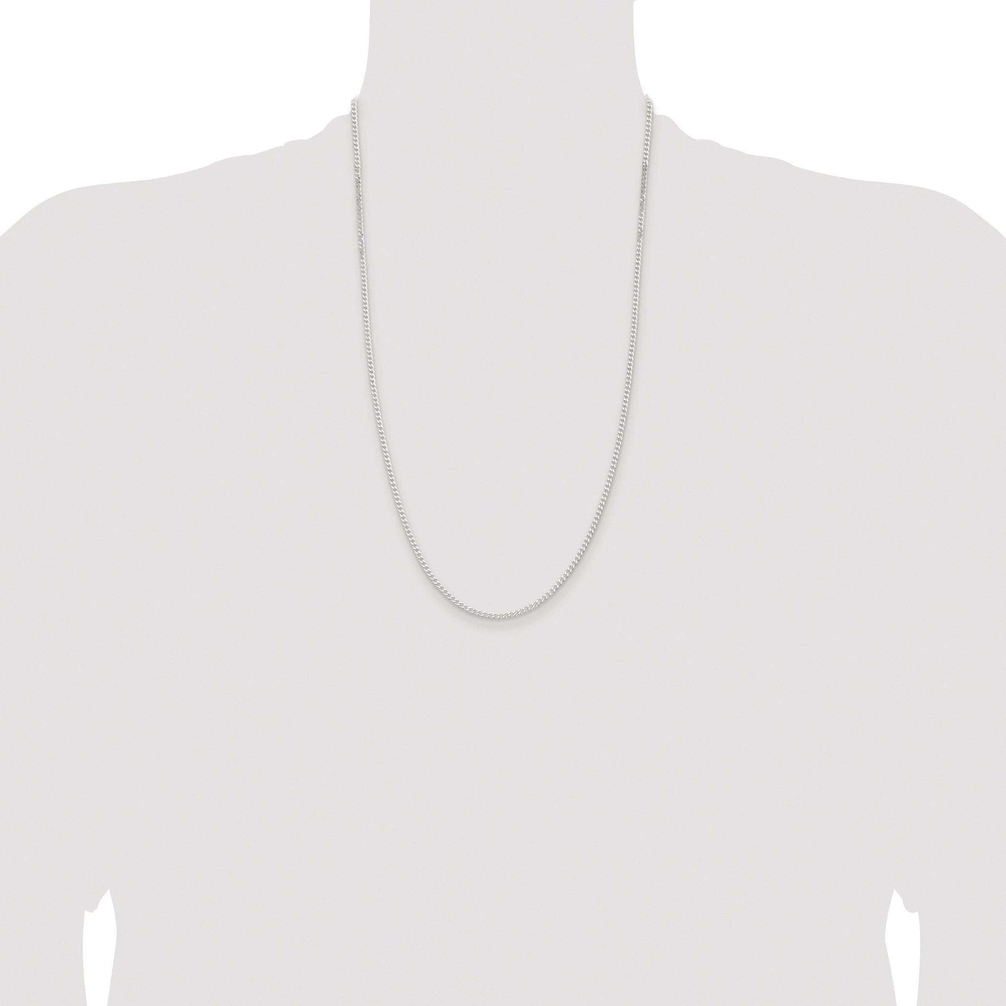 Beveled Curb Chain Necklace in Sterling Silver, 2.3mm
